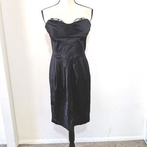 🌟 BCBG Maxazria Black Satin Sweetheart Party Dress Size 10